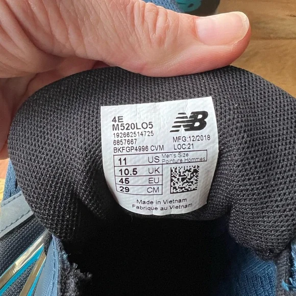 NWT New Balance 520 Dark Blue 4E Men’s Running shoes sz 11 M520LO5 - Picture 6 of 9